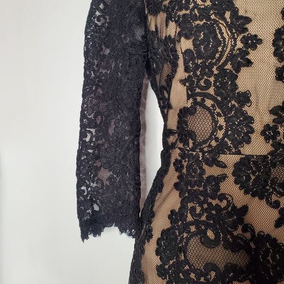Alice + Olivia Jae Lace Open Back Maxi Dress Gown Black Mermaid Cocktail Size 8 - Picture 10 of 16